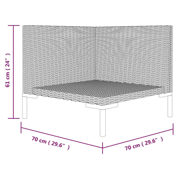 Gartensofa mit Kissen Gioconda (halbrundes Polyrattan)