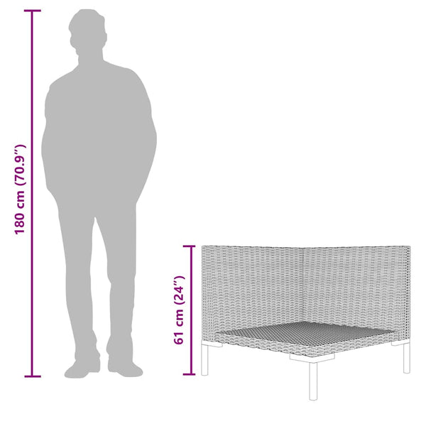 Gartensofa mit Kissen Gioconda (halbrundes Polyrattan)