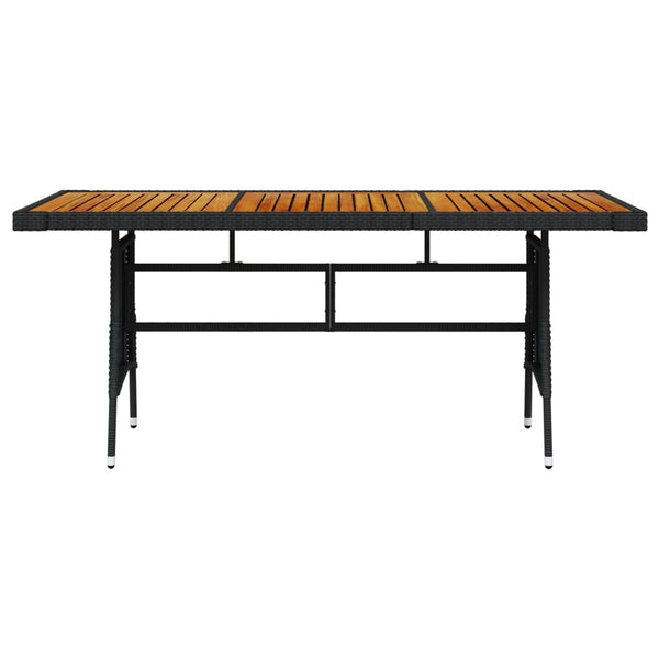 Gartentisch schwarz Mocanu 160x70x72cm (Polyrattan und Akazienholz)