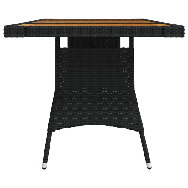 Gartentisch schwarz Mocanu 160x70x72cm (Polyrattan und Akazienholz)