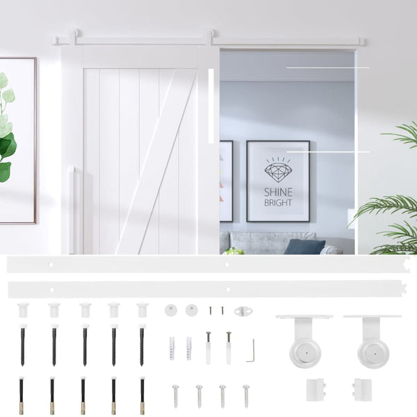Weißes Schiebetürbeschlag-Set Nichiforos 183cm (Stahl)