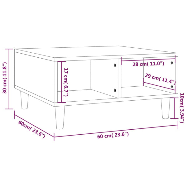 Grauer Couchtisch Afini 60x60x30cm (Spanplatte)