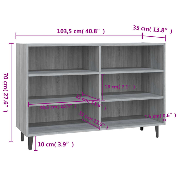 Costenistu Sideboard Grau 103,5x35x70cm (Holz)