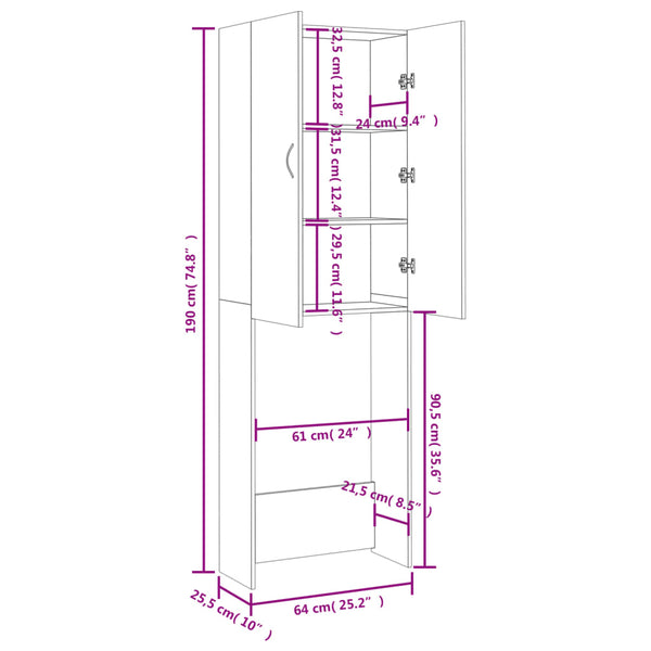 Savutammi pesukonekaappi Zoe 64x25,5x190cm