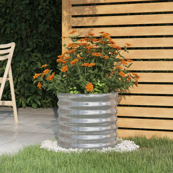 Silbernes Garten-Pflanzgefäß Aza 40x40x36cm (pulverbeschichteter Stahl)