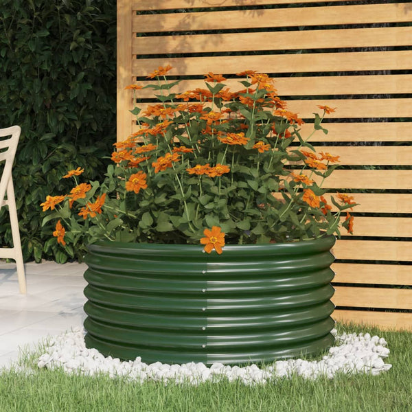 Grüner Gartenblumenkasten Aza 80x80x36cm (pulverbeschichteter Stahl)
