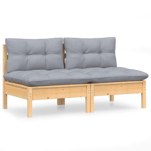Graues Gartensofa Talen (2-Sitzer, Kissen Kiefer)