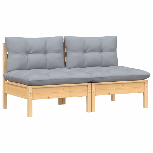Graues Gartensofa Talen (2-Sitzer, Kissen Kiefer)
