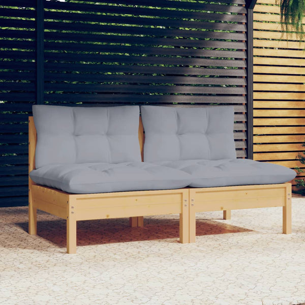 Graues Gartensofa Talen (2-Sitzer, Kissen Kiefer)