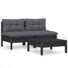 3-teiliges Gartensofa-Set Rosca Anthrazit (Kissen Kiefer)