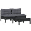 3-teiliges Gartensofa-Set Rosca Anthrazit (Kissen Kiefer)