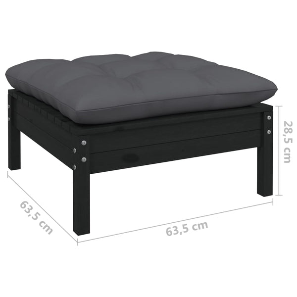 3-teiliges Gartensofa-Set Rosca Anthrazit (Kissen Kiefer)