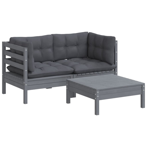 3-teiliges Loungeset Arteia anthrazit (Kissen Kiefer)