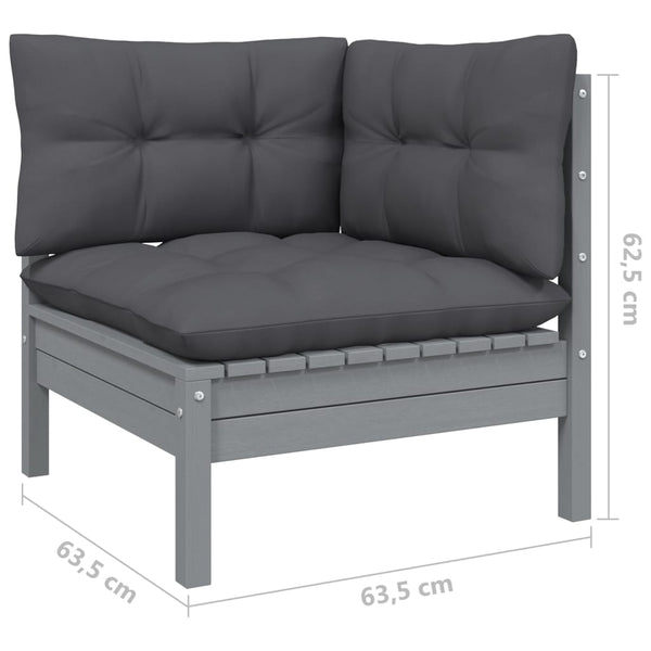 3-teiliges Loungeset Arteia anthrazit (Kissen Kiefer)