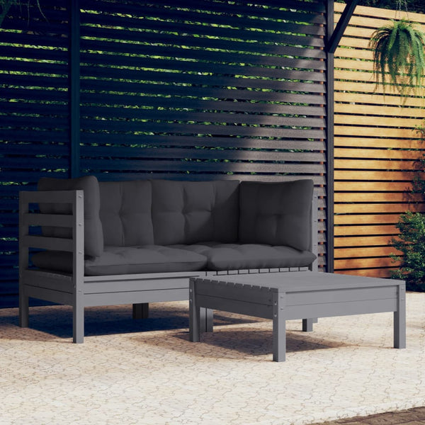 3-teiliges Loungeset Arteia anthrazit (Kissen Kiefer)