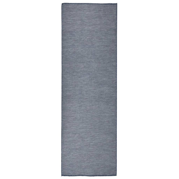 Blauer Outdoor-Teppich Flatweave Viland 80x250cm