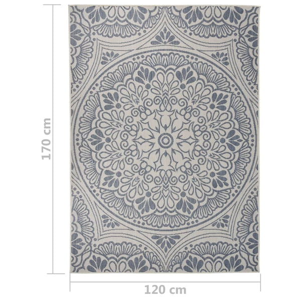 Sininen ulkomatto flatweave Viland 120x170cm (kuvio)