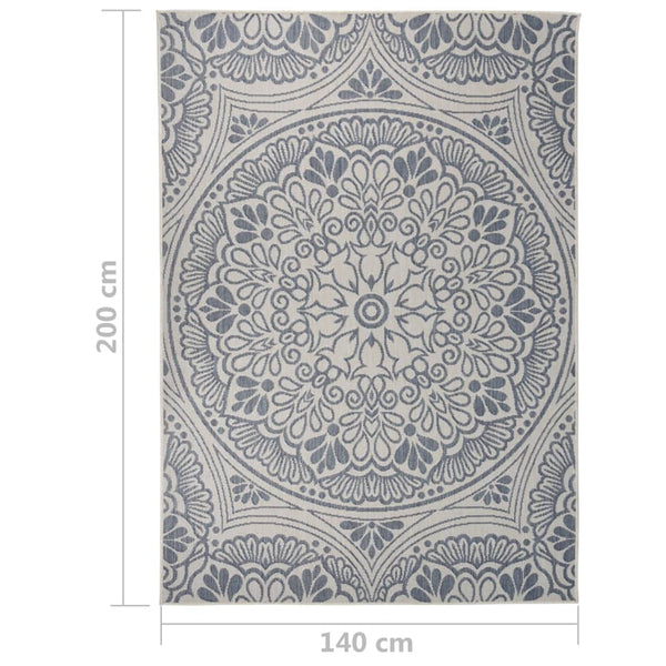 Blauer Outdoor-Teppich Flatweave Viland 140x200cm (Muster)