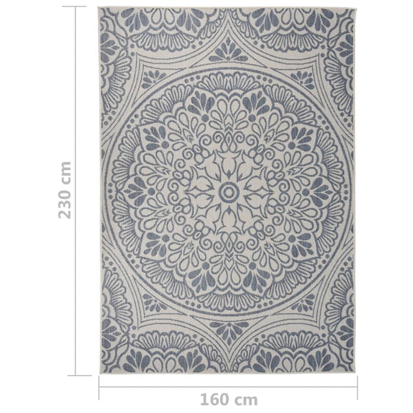 Blauer Outdoor-Teppich Flatweave Viland 160x230cm (gemustert)