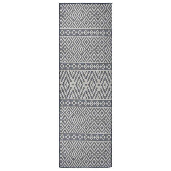 Siniset ulkomatto flatweave Viland 80x250cm (raidat)