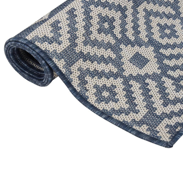 Siniset ulkomatto flatweave Viland 80x250cm (raidat)