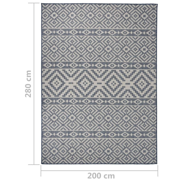 Blauer Outdoor-Teppich Flatweave Viland 200x280cm (gestreift)