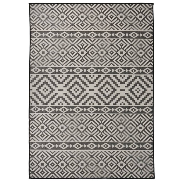 Mustat ulkomatto flatweave Viland 120x170cm (raidat)