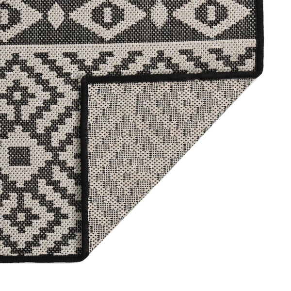 Mustat ulkomatto flatweave Viland 120x170cm (raidat)