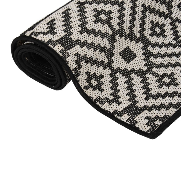 Mustat ulkomatto flatweave Viland 120x170cm (raidat)