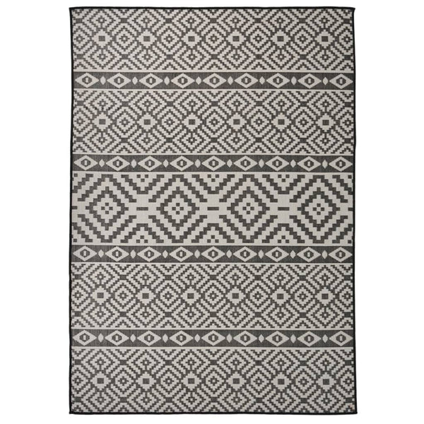 Schwarzer Outdoor-Teppich Flatweave Viland 140x200cm (gestreift)