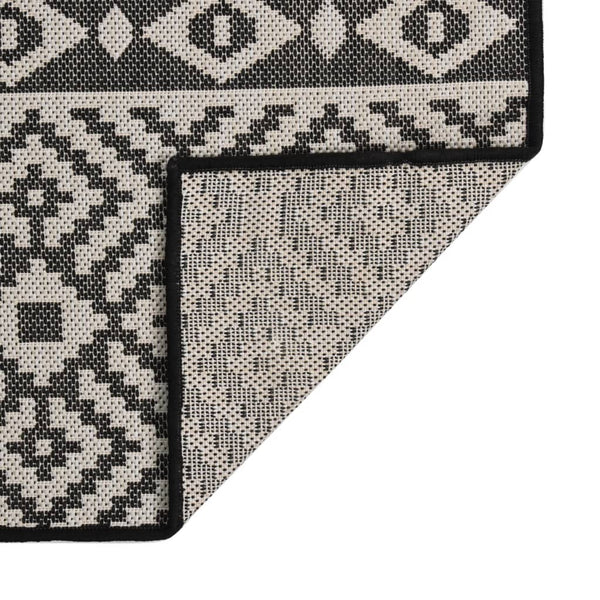 Schwarzer Outdoor-Teppich Flatweave Viland 140x200cm (gestreift)