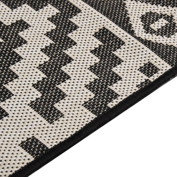 Schwarzer Outdoor-Teppich Flatweave Viland 140x200cm (gestreift)