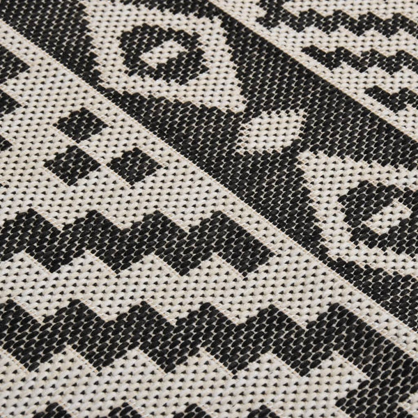 Schwarzer Outdoor-Teppich Flatweave Viland 140x200cm (gestreift)