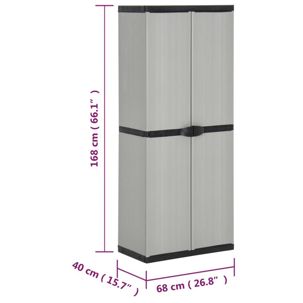 Schwarz-grauer Gartenschrank Lescinschi 68x40x168cm (3 Einlegeböden)