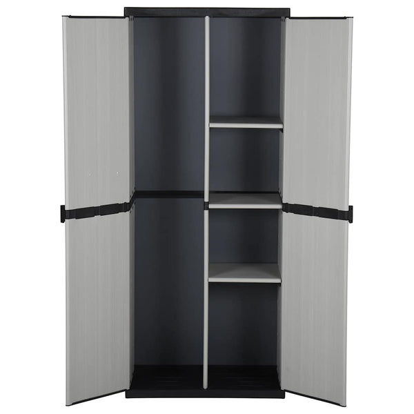 Schwarzgrauer Gartenschrank Adellaida 68x40x168cm (3 Regalböden)