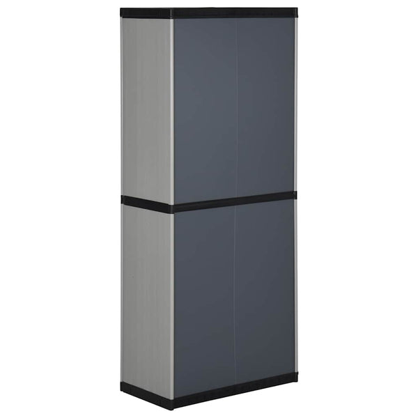 Schwarzgrauer Gartenschrank Adellaida 68x40x168cm (3 Regalböden)