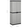 Schwarzgrauer Gartenschrank Adellaida 68x40x168cm (3 Regalböden)