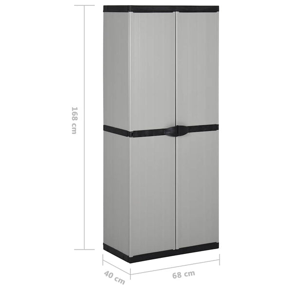 Schwarzgrauer Gartenschrank Adellaida 68x40x168cm (3 Regalböden)