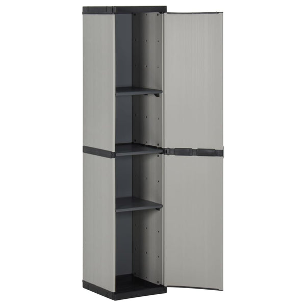 Gartenschrank Giyasettin grau und schwarz 34x40x168cm (3 Einlegeböden)