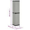 Gartenschrank Giyasettin grau und schwarz 34x40x168cm (3 Einlegeböden)