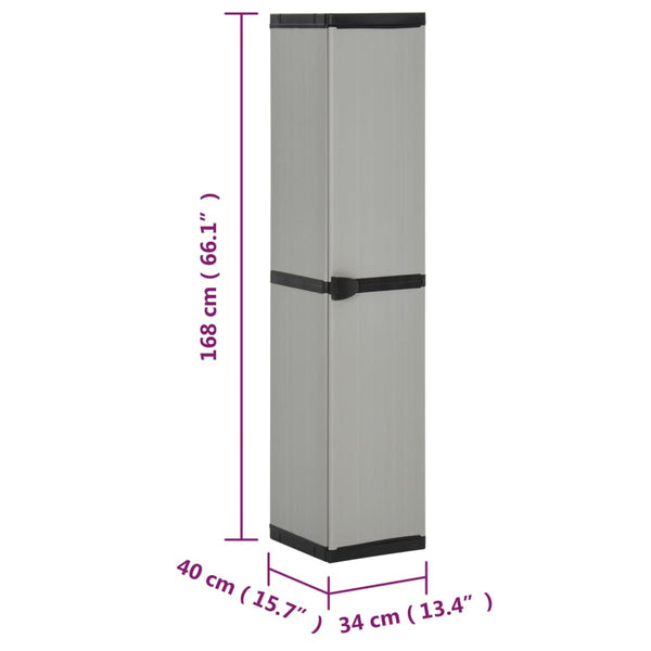 Gartenschrank Giyasettin grau und schwarz 34x40x168cm (3 Einlegeböden)