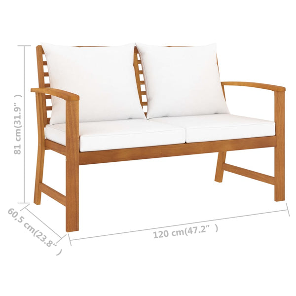 Kermanväriset puutarhapenkki Sergel 120cm (tyynyt akasiapuu)
