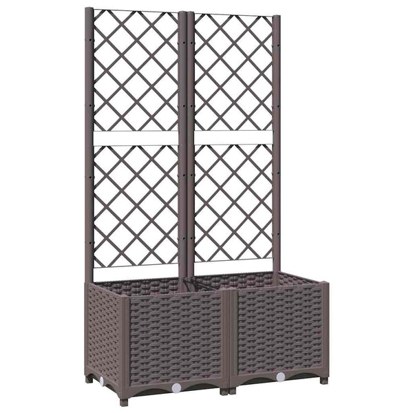 Brauner Blumenkasten mit Spalier Ticu 80x40x136cm (PP)