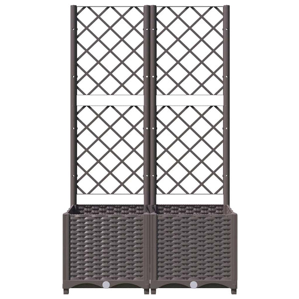 Brauner Blumenkasten mit Spalier Ticu 80x40x136cm (PP)