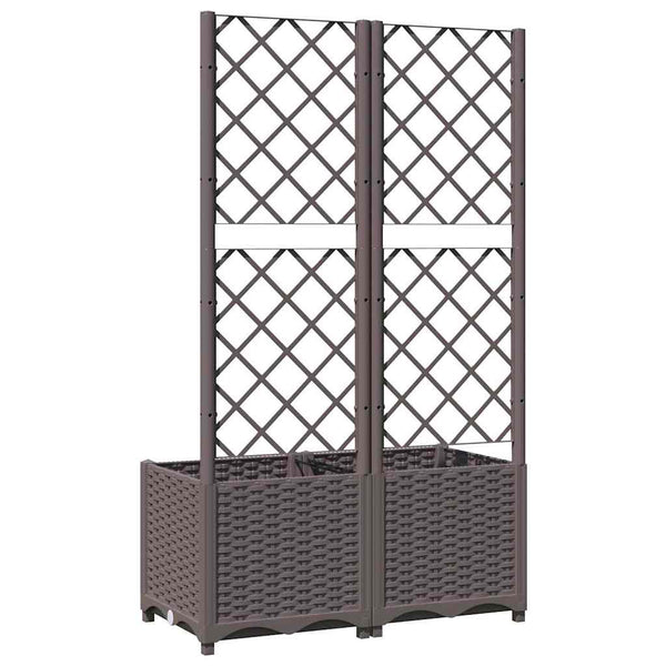 Brauner Blumenkasten mit Spalier Ticu 80x40x136cm (PP)