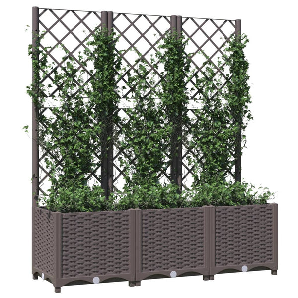 Brauner Blumenkasten mit Spalier Ticu 120x40x136cm (PP)