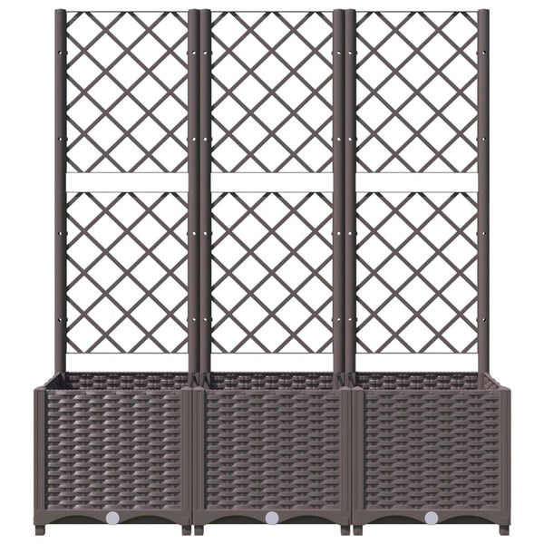 Brauner Blumenkasten mit Spalier Ticu 120x40x136cm (PP)
