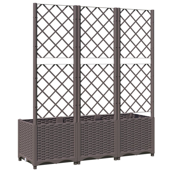 Brauner Blumenkasten mit Spalier Ticu 120x40x136cm (PP)
