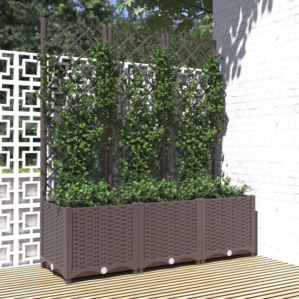 Brauner Blumenkasten mit Spalier Ticu 120x40x136cm (PP)