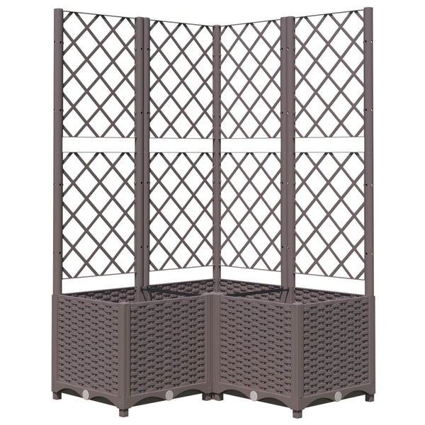 Brauner Blumenkasten mit Rankgitter Ticu 80x80x136cm (PP)